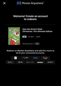 Dr. Suess’ How The Grinch Stole Christmas: The Ultimate Edition (1966) Movies Anywhere HD code