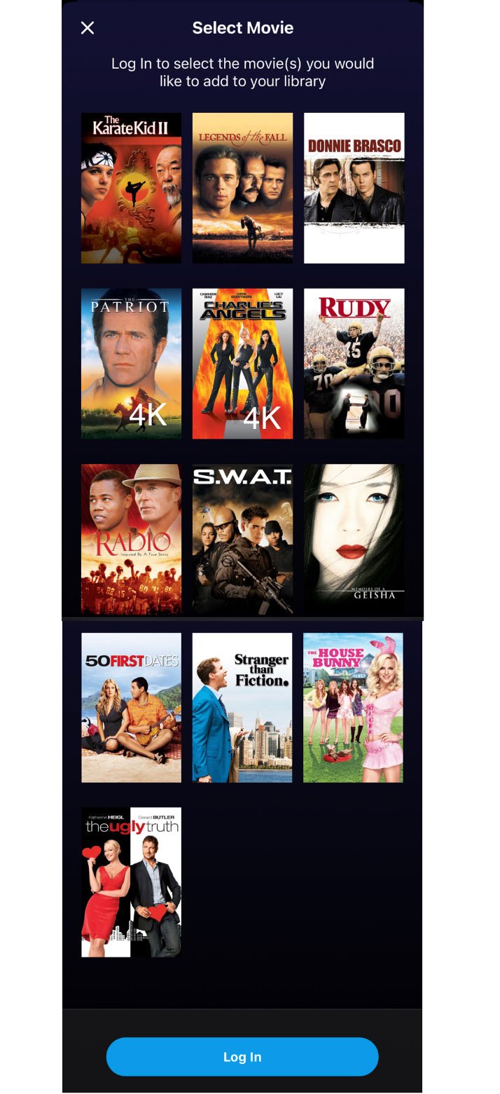 Sony “Pick One” Movies Anywhere HD/4K* code